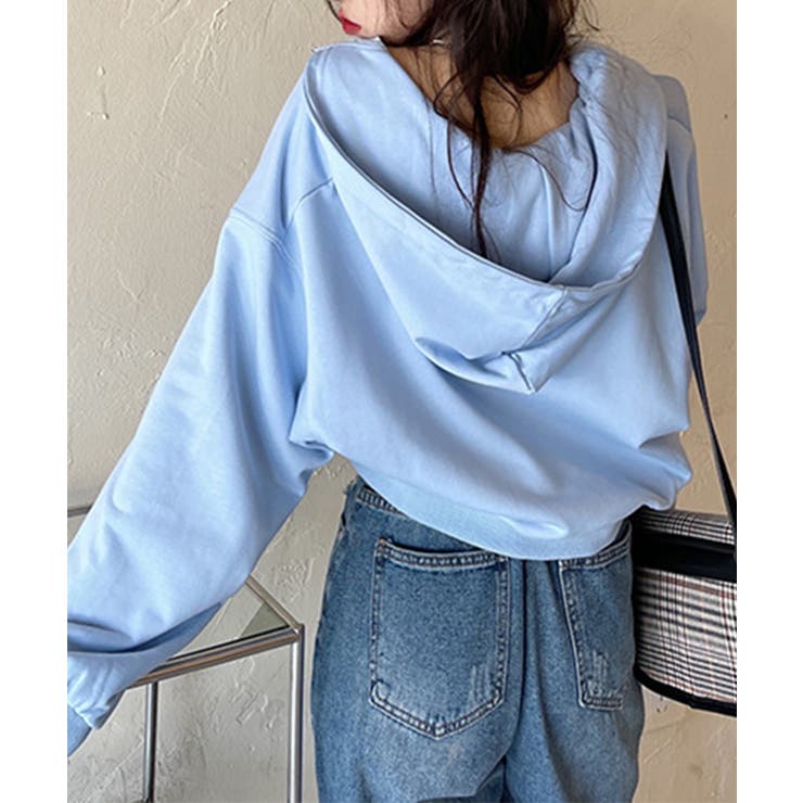 在庫限り シンプルショートパーカー 韓国ファッション | aimoha  | 詳細画像1 