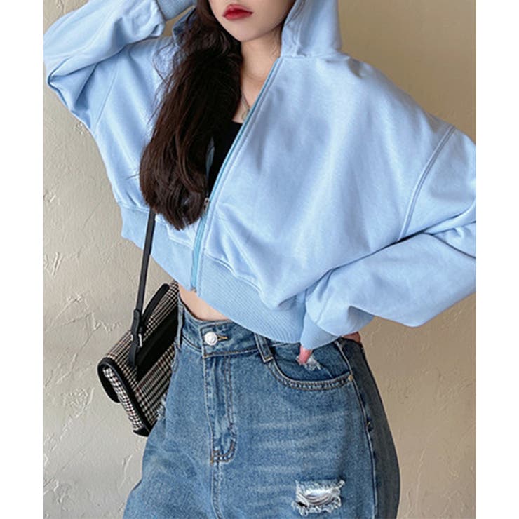 在庫限り シンプルショートパーカー 韓国ファッション | aimoha  | 詳細画像3 