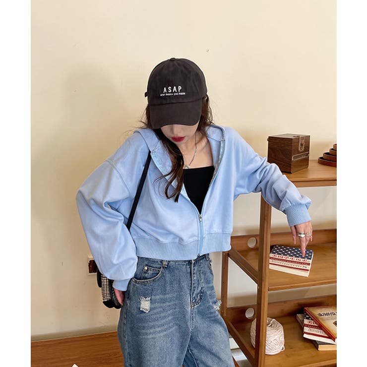 在庫限り シンプルショートパーカー 韓国ファッション | aimoha  | 詳細画像5 