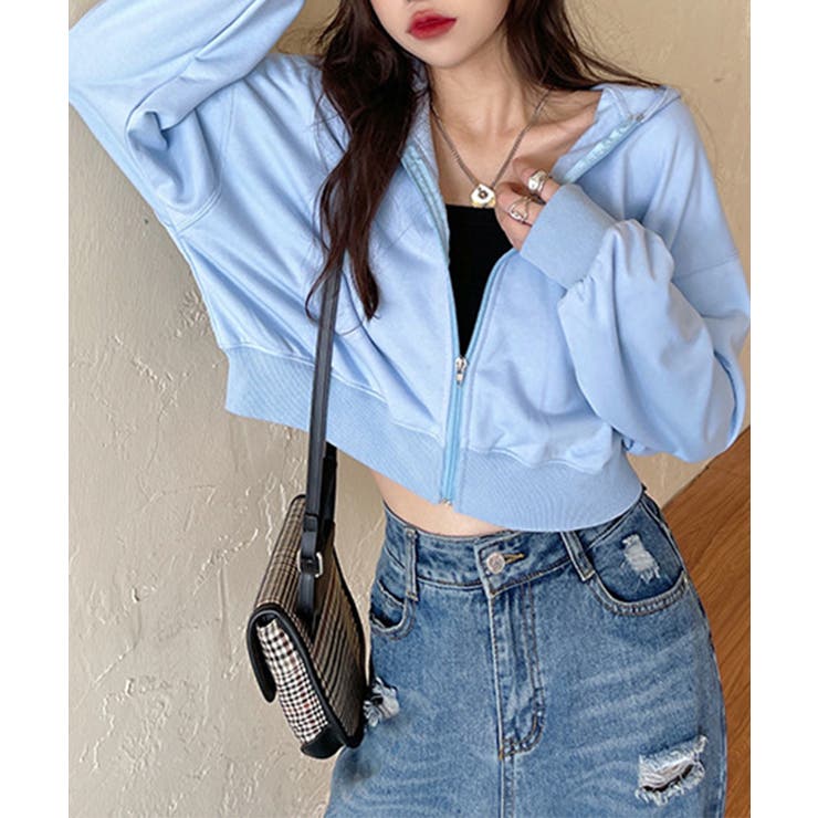 在庫限り シンプルショートパーカー 韓国ファッション | aimoha  | 詳細画像7 