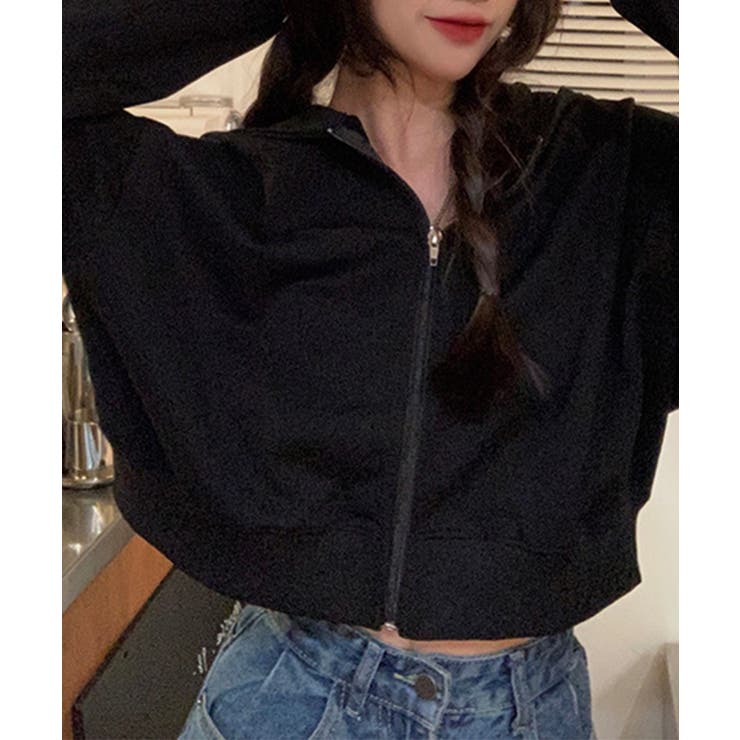 在庫限り シンプルショートパーカー 韓国ファッション | aimoha  | 詳細画像11 