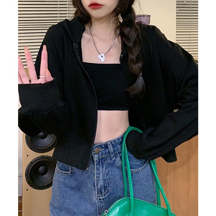 在庫限り シンプルショートパーカー 韓国ファッション | aimoha  | 詳細画像14 