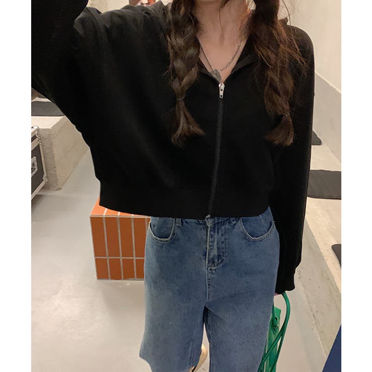 在庫限り シンプルショートパーカー 韓国ファッション | aimoha  | 詳細画像16 