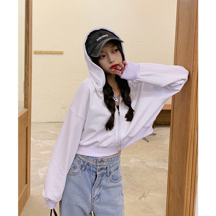 在庫限り シンプルショートパーカー 韓国ファッション | aimoha  | 詳細画像22 