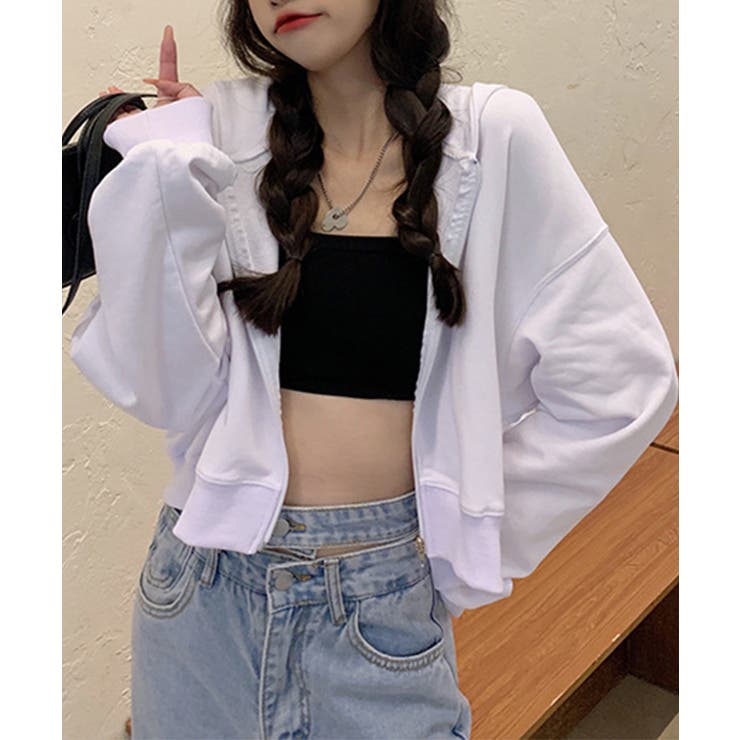 在庫限り シンプルショートパーカー 韓国ファッション | aimoha  | 詳細画像25 