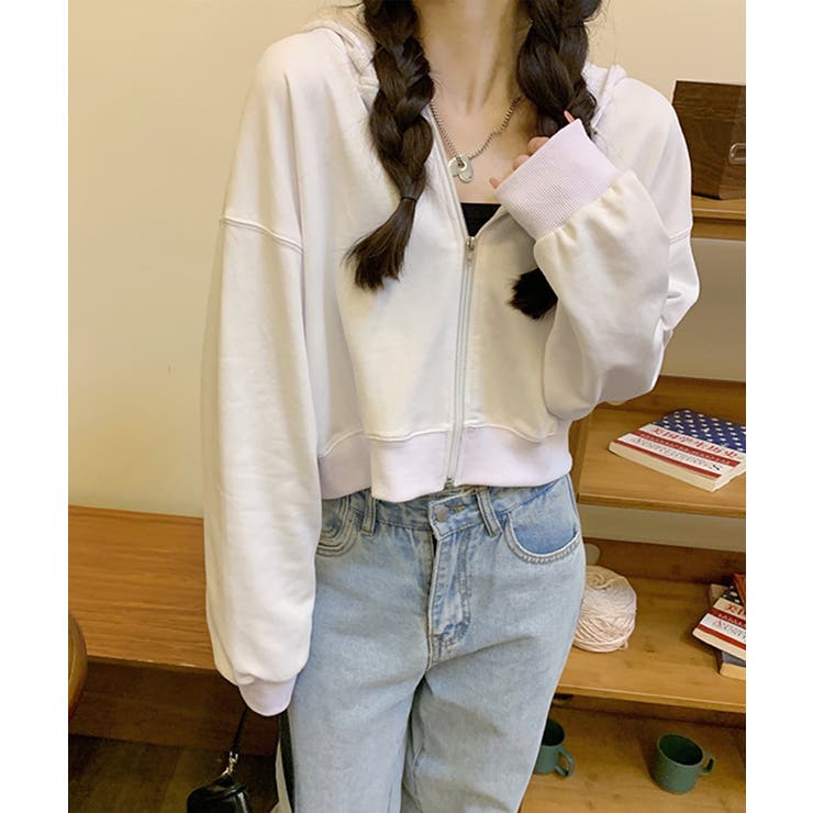 在庫限り シンプルショートパーカー 韓国ファッション | aimoha  | 詳細画像27 