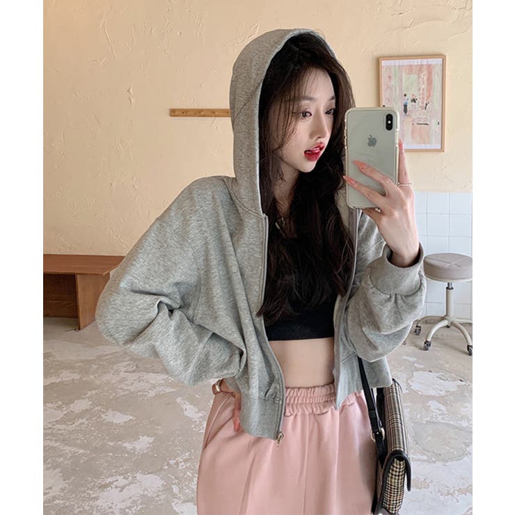 在庫限り シンプルショートパーカー 韓国ファッション | aimoha  | 詳細画像29 