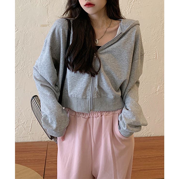 在庫限り シンプルショートパーカー 韓国ファッション | aimoha  | 詳細画像32 