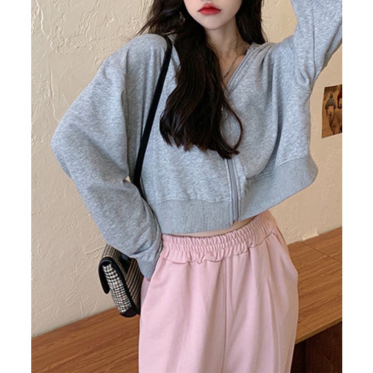 在庫限り シンプルショートパーカー 韓国ファッション | aimoha  | 詳細画像33 