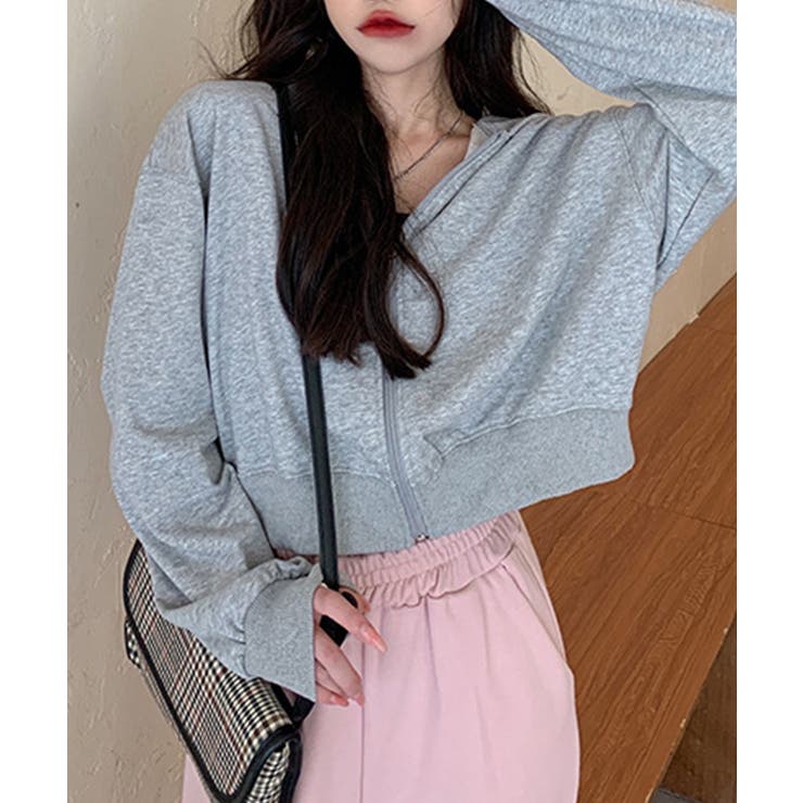 在庫限り シンプルショートパーカー 韓国ファッション | aimoha  | 詳細画像34 