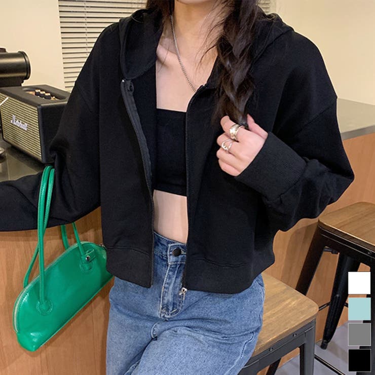 在庫限り シンプルショートパーカー 韓国ファッション | aimoha  | 詳細画像38 