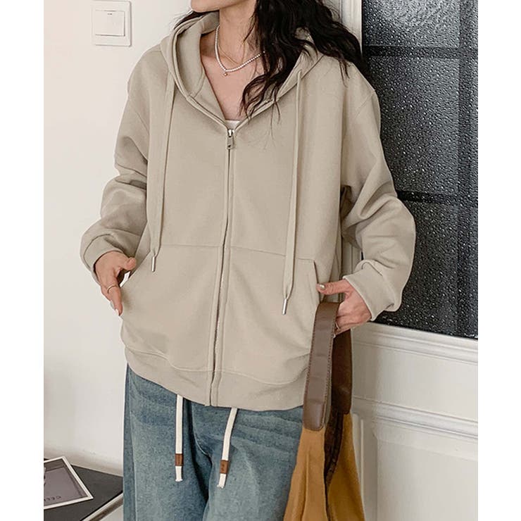 ベージュ | ジップアップパーカー | aimoha 