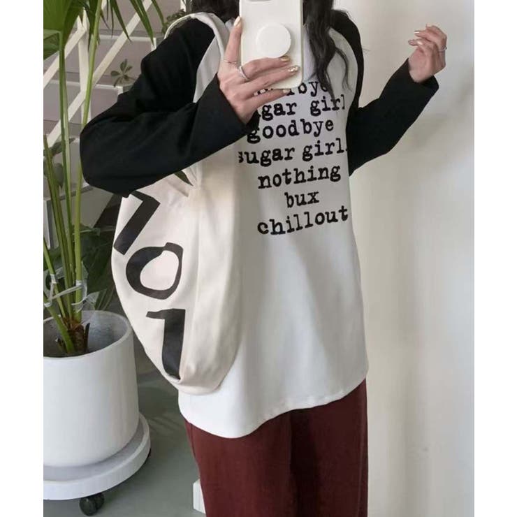 プリントラグラン長袖Tシャツ | aimoha  | 詳細画像3 