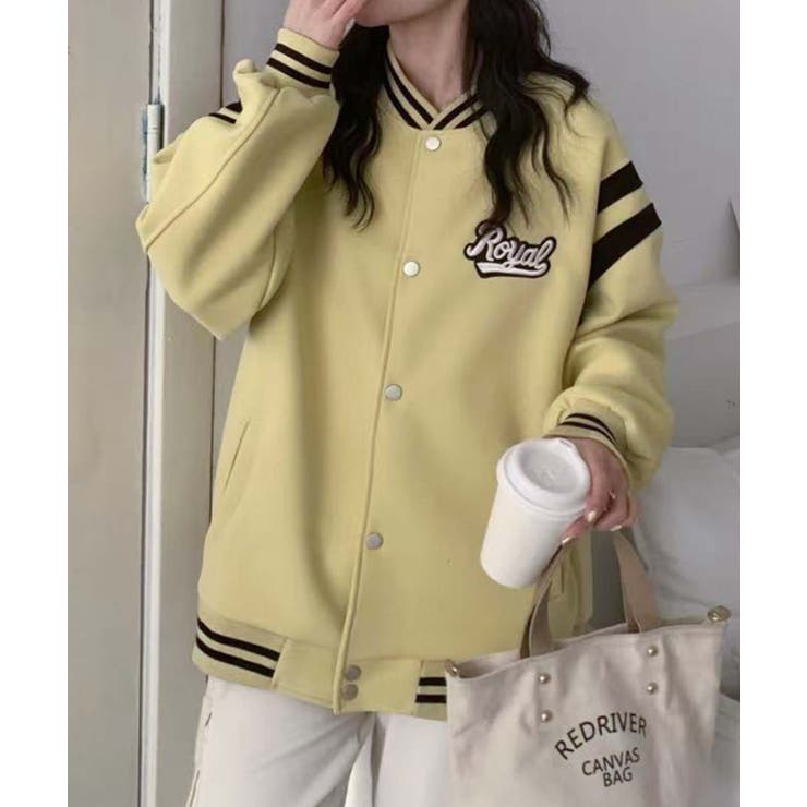 イエロー | ロゴ刺繍デザインスタジャン | aimoha 