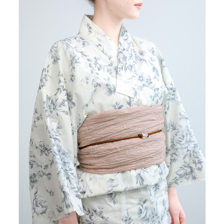 AA | 花模様コットン浴衣4点セット ゆかた・へこ帯・下駄・髪飾り | aimoha 