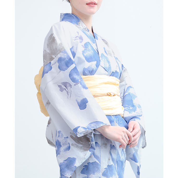 AC | 花模様コットン浴衣4点セット ゆかた・へこ帯・下駄・髪飾り | aimoha 