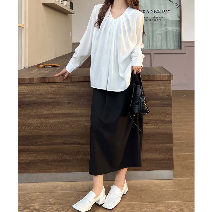 【BANICO】プリーツVネックブラウス | aimoha  | 詳細画像2 