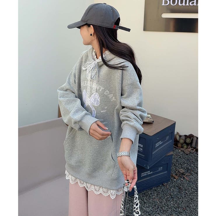 リボンプリントパーカー | aimoha  | 詳細画像15 