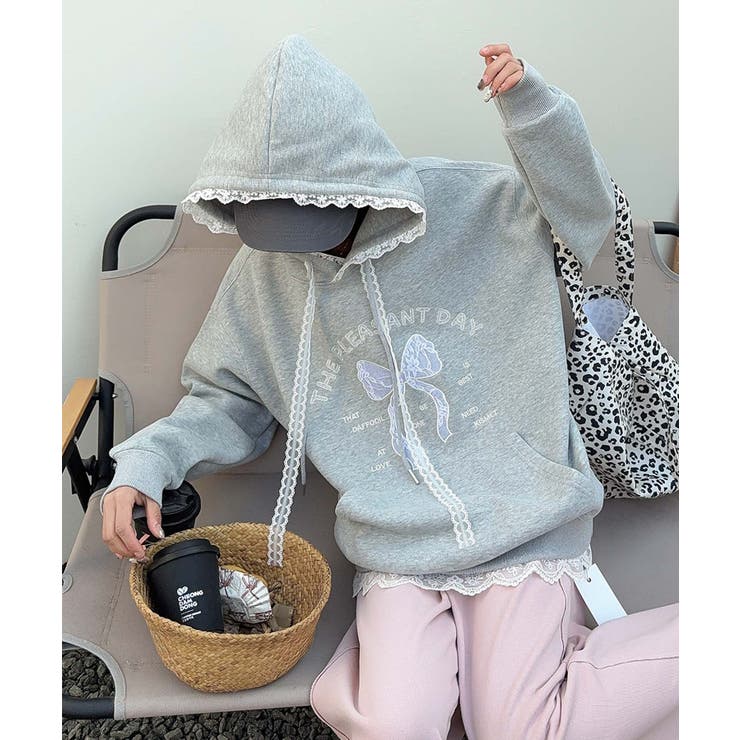 リボンプリントパーカー | aimoha  | 詳細画像21 