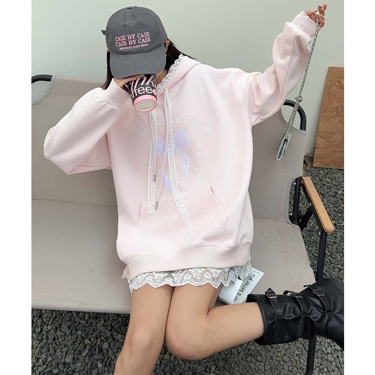 リボンプリントパーカー | aimoha  | 詳細画像6 