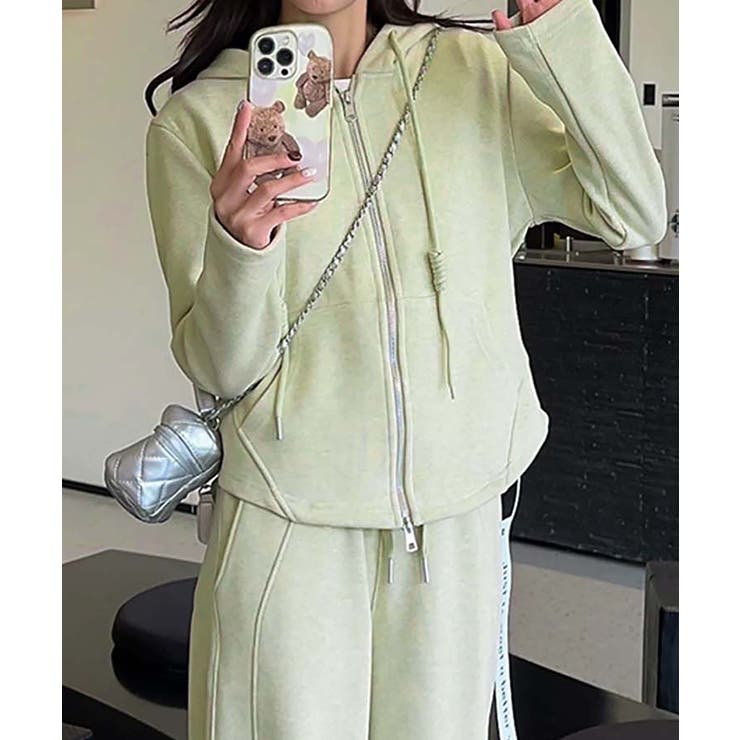 グリーン | ニュアンスカラージップアップパーカー | aimoha 