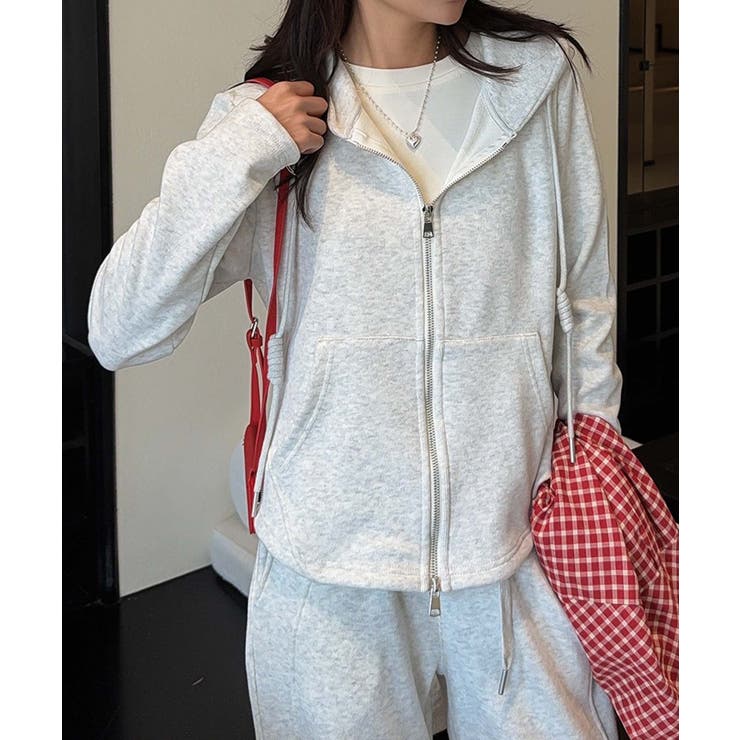 ライトグレー | ニュアンスカラージップアップパーカー | aimoha 