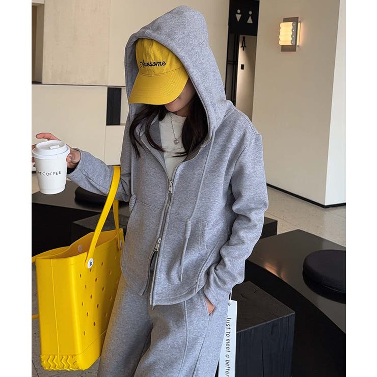 グレー | ニュアンスカラージップアップパーカー | aimoha 