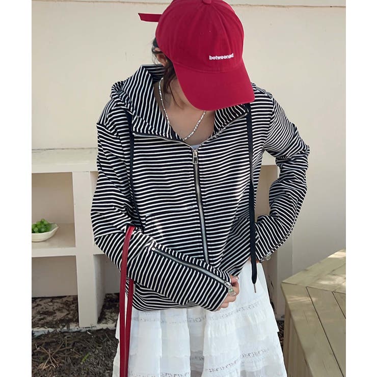 ボーダー柄ジップアップ パーカー | aimoha  | 詳細画像19 