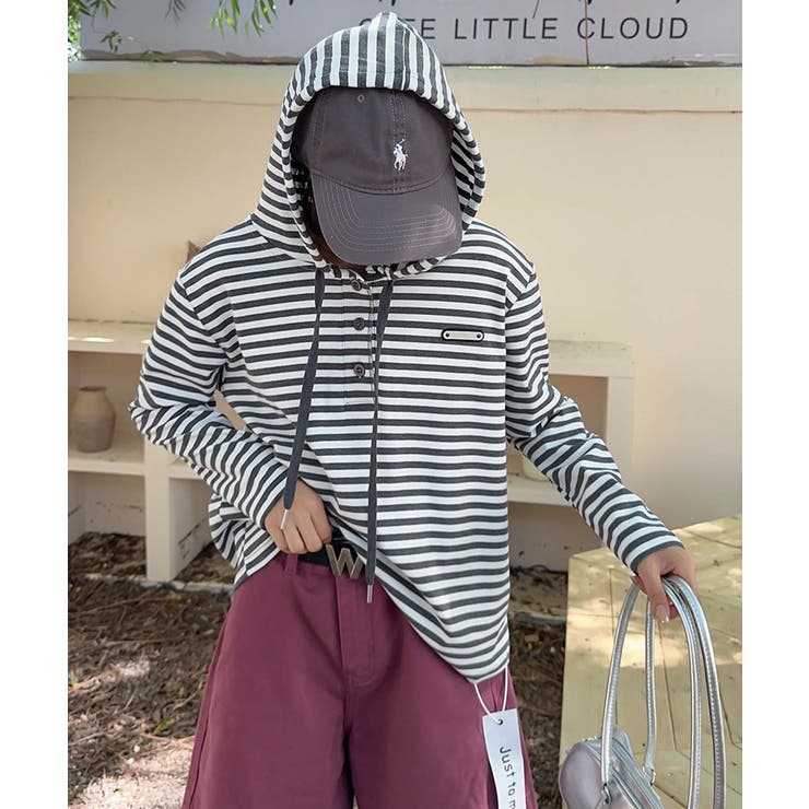 ボーダーボタンパーカー | aimoha  | 詳細画像10 