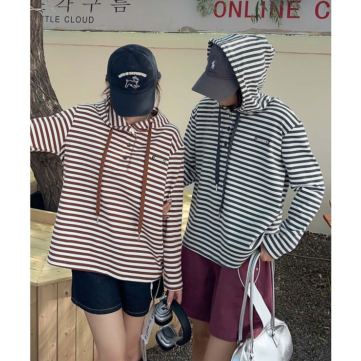 ボーダーボタンパーカー | aimoha  | 詳細画像3 