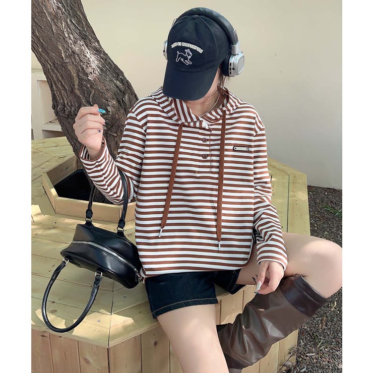 ボーダーボタンパーカー | aimoha  | 詳細画像9 