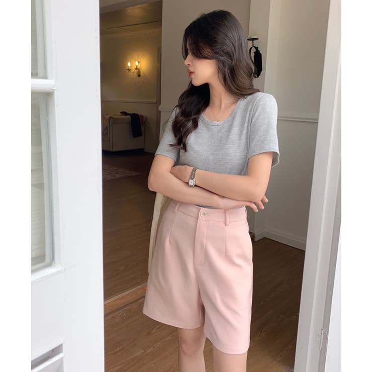 ワッフルTシャツ 韓国ファッション ハイウエスト | aimoha  | 詳細画像27 