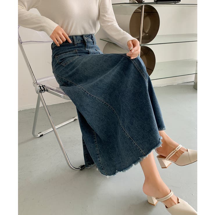 ハイウエスト デニム ロングスカート | aimoha  | 詳細画像7 