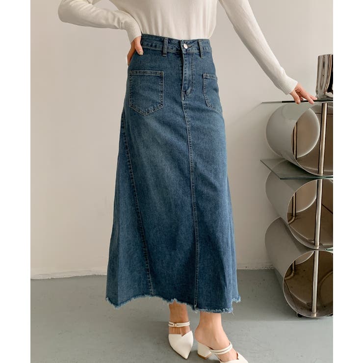 ハイウエスト デニム ロングスカート | aimoha  | 詳細画像5 