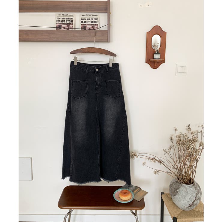 ハイウエスト デニム ロングスカート | aimoha  | 詳細画像12 