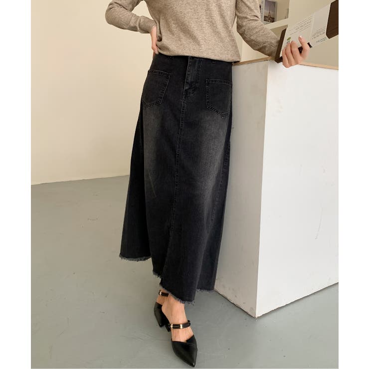 ハイウエスト デニム ロングスカート | aimoha  | 詳細画像15 