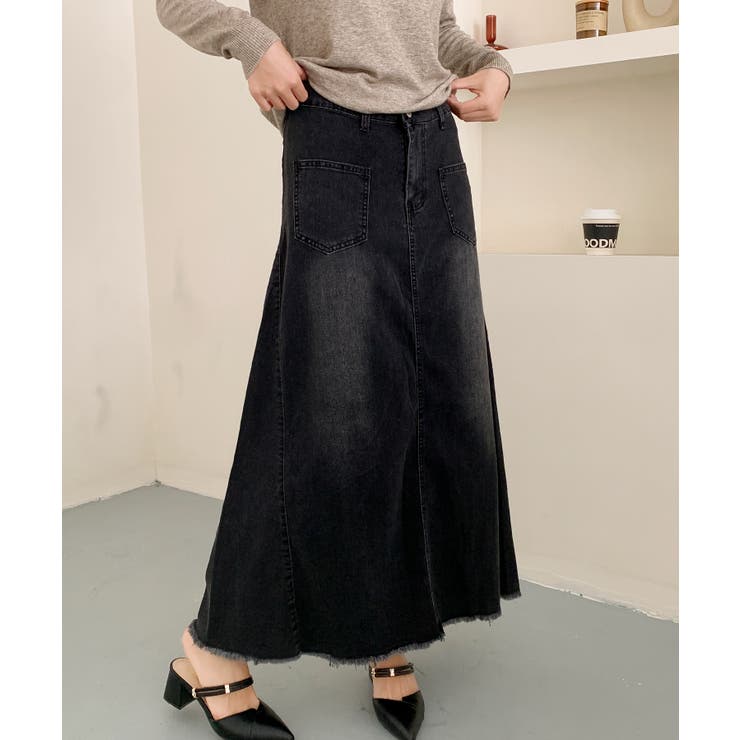 ハイウエスト デニム ロングスカート | aimoha  | 詳細画像11 