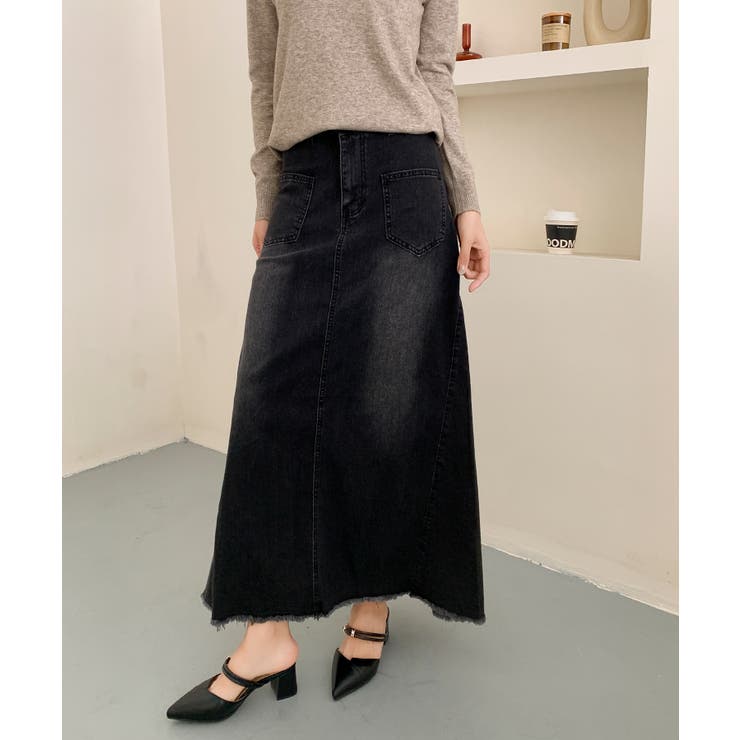 ハイウエスト デニム ロングスカート | aimoha  | 詳細画像14 