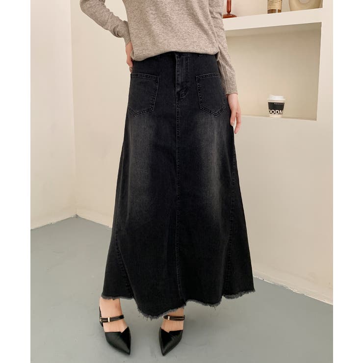 ハイウエスト デニム ロングスカート | aimoha  | 詳細画像9 