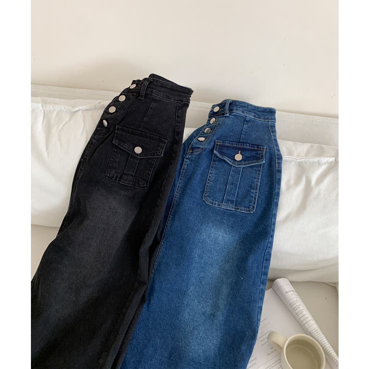 フロントボタン デニム ロングスカート | aimoha  | 詳細画像14 