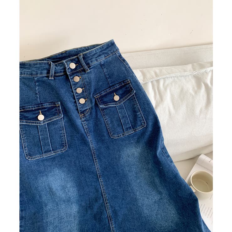 フロントボタン デニム ロングスカート | aimoha  | 詳細画像11 