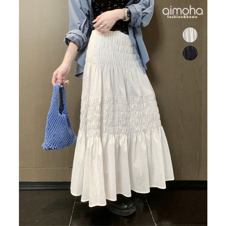 ギャザーティアードロングスカート | aimoha  | 詳細画像1 