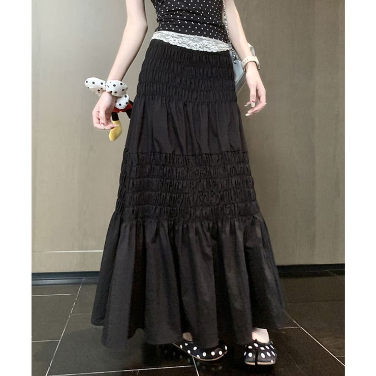 ギャザーティアードロングスカート | aimoha  | 詳細画像13 