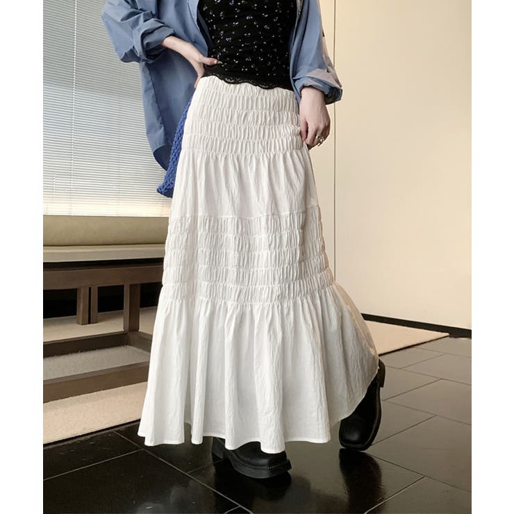 ギャザーティアードロングスカート | aimoha  | 詳細画像2 