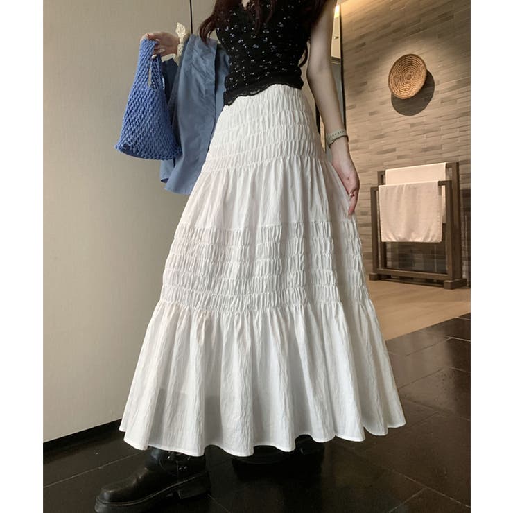 ギャザーティアードロングスカート | aimoha  | 詳細画像7 