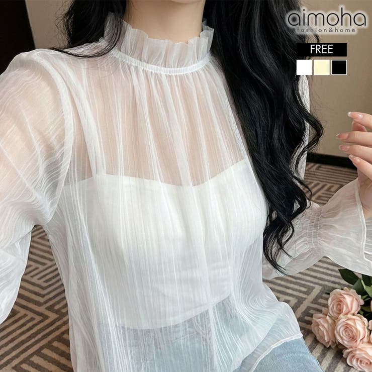 シアーギャザー ハイネックブラウス (SS) | aimoha  | 詳細画像1 