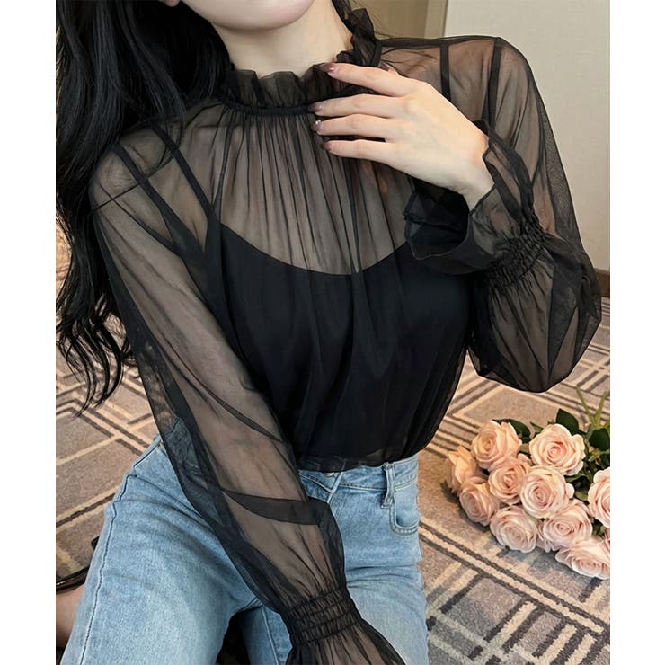 シアーギャザー ハイネックブラウス (SS) | aimoha  | 詳細画像3 