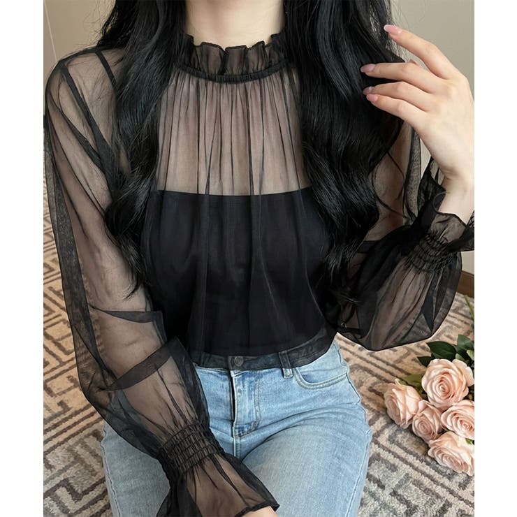 シアーギャザー ハイネックブラウス (SS) | aimoha  | 詳細画像4 