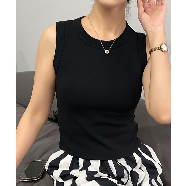 ブラック | シンプルデザインタンクトップ | aimoha 