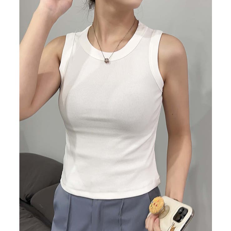 ホワイト | シンプルデザインタンクトップ | aimoha 